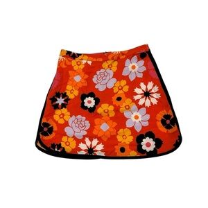 Victoria Beckham For Target Orange Floral Print Lined A-Line Skirt Sz Medium NWT